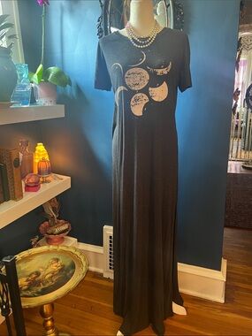 Wildfox Moon Phase Gray Knit Tee maxi Dress